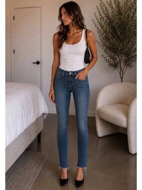 MOTHER The Looker Ankle Fray Skinny Jeans 25 Fits 24x27 Girl Crush $196